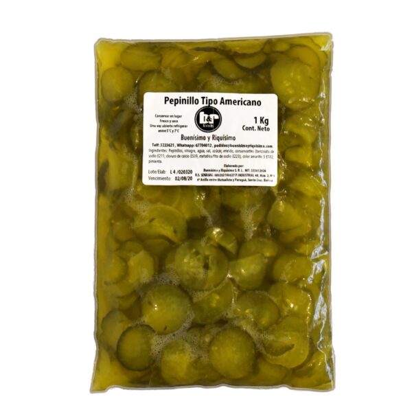 Pepinillos en Rodajas Tipo Americano, Pouch 1 Kg